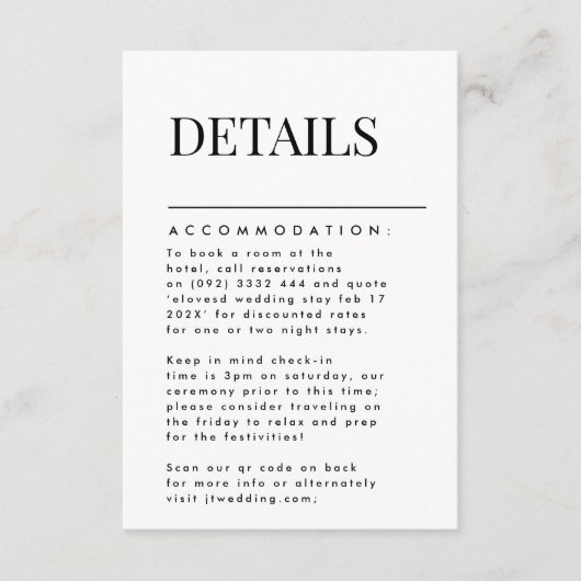 Elegant Modern Black Names Accommododatie - Gegeve RSVP Kaartje (Voorkant)