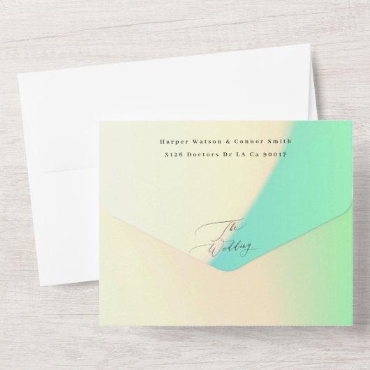 Elegant Modern Black Ombre Tie Dye Wedding All In One Uitnodiging (Achterkant)