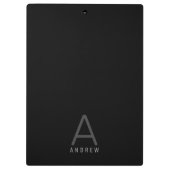 Elegant Modern Black Persoonlijke naam Klembord (Achterkant)