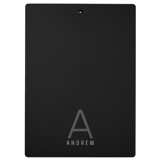 Elegant Modern Black Persoonlijke naam Klembord (Achterkant)