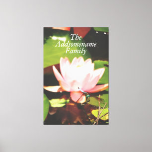 Elegant modern Black Photo Family Floral Script Canvas Afdruk