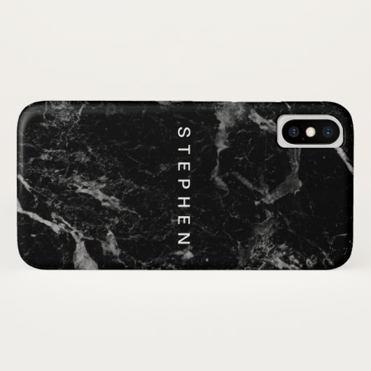 Elegant Modern Black Plain Marble Case-Mate iPhone Case (Achterkant (horizontaal))