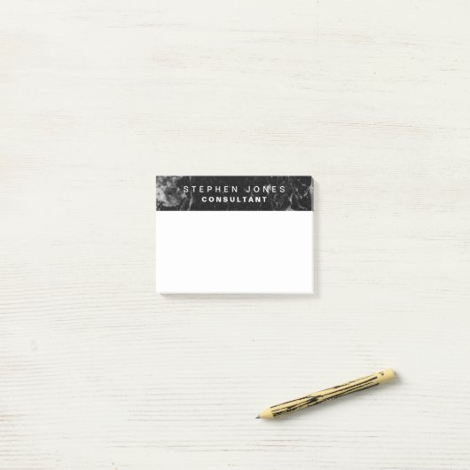 Elegant Modern Black Plain Marble Post-it® Notes (Op bureau)
