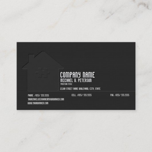 Elegant Modern Black Real Estate Plain Card Visitekaartje (Voorkant)