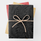 Elegant modern Black Red Gold Floral Pattern Inpakpapier Vel (In situ)