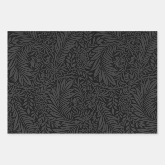 Elegant modern Black Red Gold Floral Pattern Inpakpapier Vel (Voorkant)