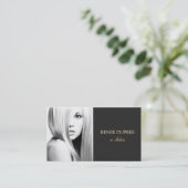 Elegant Modern Black Salon Fotokaart Visitekaartje (Staand voorkant)