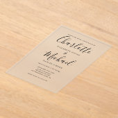 Elegant modern Black Signature Script Weddenschap Acryl Uitnodigingen (Laagn)