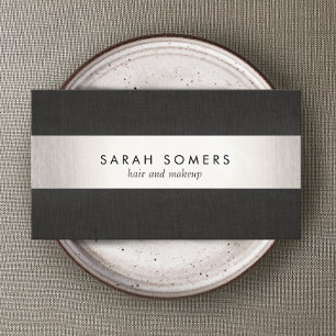 Elegant Modern Black Silver Striped Professional Visitekaartje
