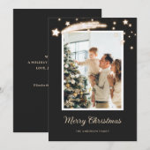 Elegant Modern Black Stars-fotokerstkaarten Feestdagenkaart (Voorkant / Achterkant)