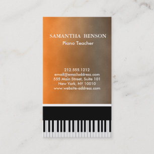 Elegant Modern Black Stripe Piano Teacher Visitekaartje
