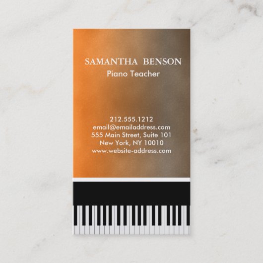 Elegant Modern Black Stripe Piano Teacher Visitekaartje (Voorkant)