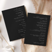Elegant Modern Black Tie Formal Wedding Program Kaart