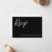 Elegant Modern Black Tie Wedding RSVP Card Notitiekaartje (Voorkant / Achterkant in situ)