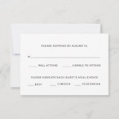 Elegant Modern Black Tie Wedding RSVP Card Notitiekaartje (Achterkant)