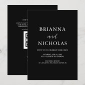 Elegant Modern Black Wedding All-in-one Kaart (Voorkant / Achterkant)