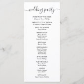 Elegant modern Black Wedding Program Programmakaart (Achterkant)