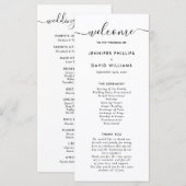 Elegant modern Black Wedding Program Programmakaart (Voorkant / Achterkant)
