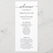 Elegant modern Black Wedding Program Programmakaart (Voorkant)