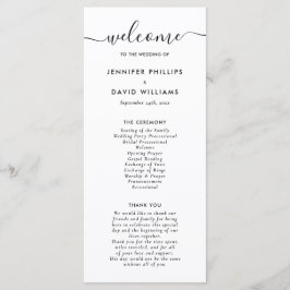 Elegant modern Black Wedding Program Programmakaart