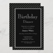 Elegant Modern Black & White 40th Birthday Dinner Kaart (Voorkant / Achterkant)