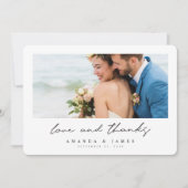 Elegant Modern Black White Border Photo Wedding Bedankkaart (Voorkant)