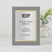 ELEGANT MODERN BLACK WHITE CHEVRON RSVP RESPONS KAART (Staand voorkant)