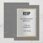 ELEGANT MODERN BLACK WHITE CHEVRON RSVP RESPONS KAART (Voorkant / Achterkant)