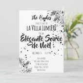Elegant Modern Black & White Christmas Invite Kaart (Staand voorkant)