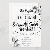 Elegant Modern Black & White Christmas Invite Kaart (Voorkant / Achterkant)