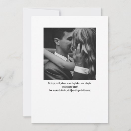 Elegant Modern Black White Contemporary Wedding Save The Date (Achterkant)