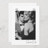 Elegant Modern Black White Contemporary Wedding Save The Date (Voorkant / Achterkant)