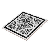 Elegant Modern Black White Damask Pattern Trendy Tegeltje (Zijkant)