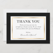 Elegant Modern Black White en Gold Wedding Bedankkaart (Voorkant)