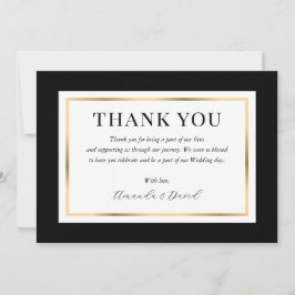 Elegant Modern Black White en Gold Wedding Bedankkaart