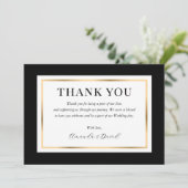 Elegant Modern Black White en Gold Wedding Bedankkaart (Staand voorkant)