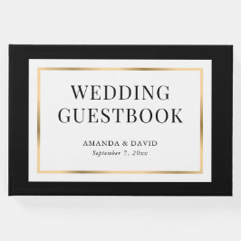 Elegant Modern Black White en Gold Wedding Gastenboek