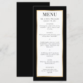 Elegant Modern Black White en Gold Wedding Menu (Voorkant / Achterkant)