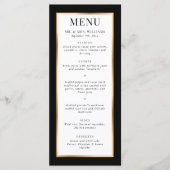 Elegant Modern Black White en Gold Wedding Menu (Voorkant)