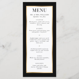 Elegant Modern Black White en Gold Wedding Menu