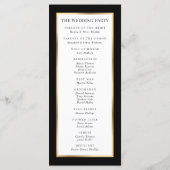 Elegant Modern Black White en Gold Wedding Programmakaart (Achterkant)