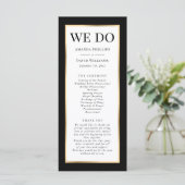 Elegant Modern Black White en Gold Wedding Programmakaart (Staand voorkant)