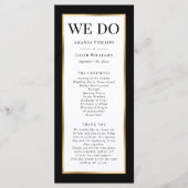Elegant Modern Black White en Gold Wedding Programmakaart (Voorkant)
