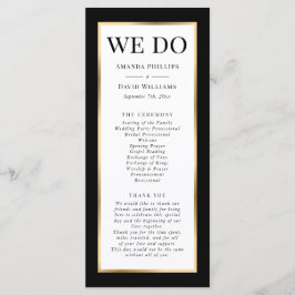 Elegant Modern Black White en Gold Wedding Programmakaart