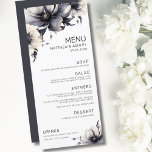 Elegant Modern Black White Floral Wedding Menu<br><div class="desc">Schattige en eenvoudig modern zwart-wit bloem bruiloft ontwerp. Een klassieke maar grillige uitstraling met zwarte, grijze en crèmekleurige bloemen met zwarte lettertypen en moderne letters. Bewerk alle tekst naar uw eigen informatie. Je kunt zelfs de achtergrondkleur veranderen naar alles wat je wilt! Ik heb ook een aantal andere soortgelijke stijlen...</div>