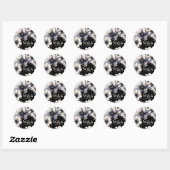 Elegant Modern Black White Floral Wedding Ronde Sticker (Vel)