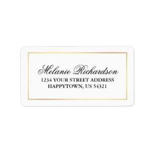 Elegant Modern Black White Gold Wedding Etiket