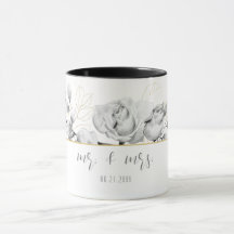 Elegant Modern Black White Gold Wedding Mr Mrs.