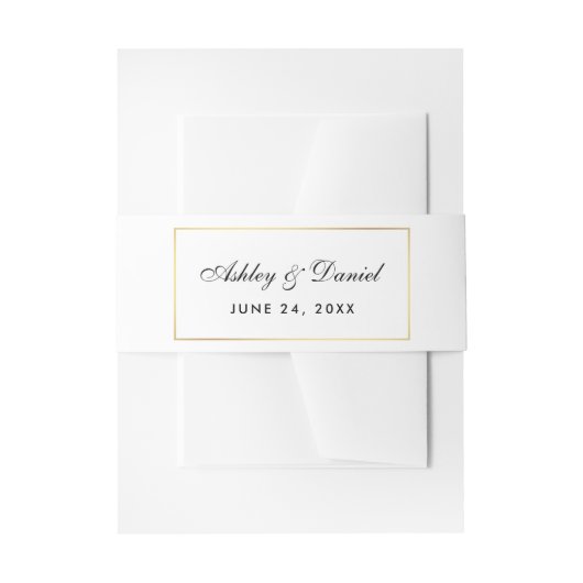 Elegant Modern Black White Gold Wedding Uitnodigingen Wikkel (Voorkant Voorbeeld)