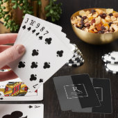 Elegant Modern Black White Monogramed Pokerkaarten (Insitu)